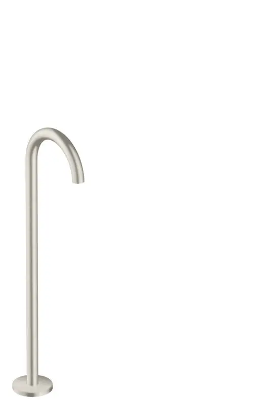 Bodenstehender Wasserhahn aus Edelstahl mit gebogenem Auslauf. Design von AXOR, geeignet zur Montage in Badezimmer oder Wellnessbereich.